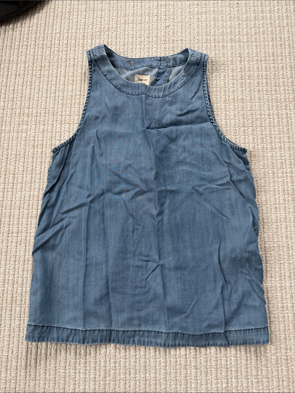 GAP Lightweight Denim-Look Sleeveless Tank - Light Blue